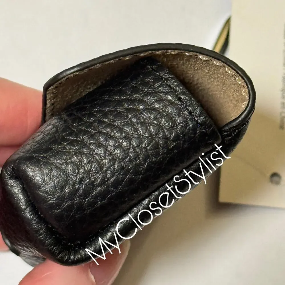 NWT BANDOLIER Black Pebbled Leather airPods Case SILVER Version!